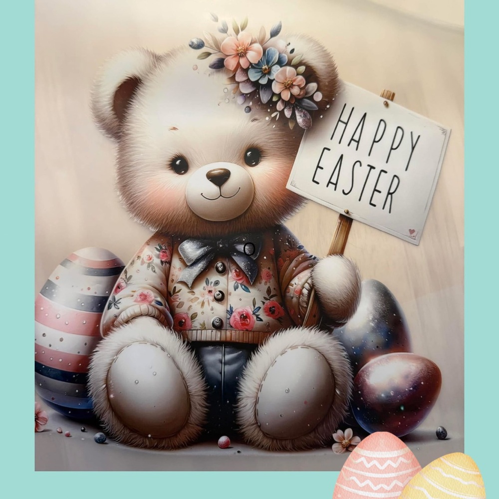 Floral Teddy Bear Easter Graphic Tee